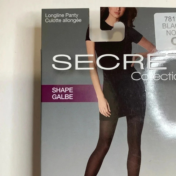 2/$30 SECRET Black Longline Panty Opaque Tights Size C - Picture 3 of 7